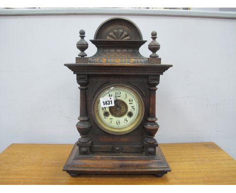 Wurttemberg German Mantle Clock, No 3062 with Arabic numerals, to cream chapter ring, eight day movement.