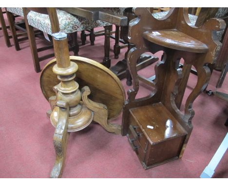 A XIX Century Based Wine Table, with carved tripod legs, dressing shelf. (2)