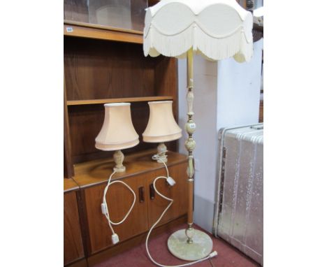 Italian Onyx Standard Lamp; pair of similar table lamps - untested sold for parts only. (3)