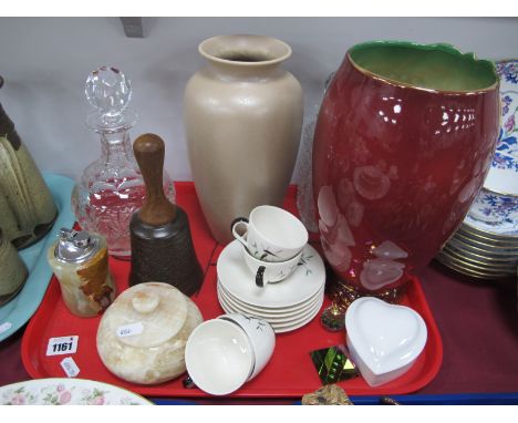 Poole and Beswick Vases, glass decanters, etc:- One Tray