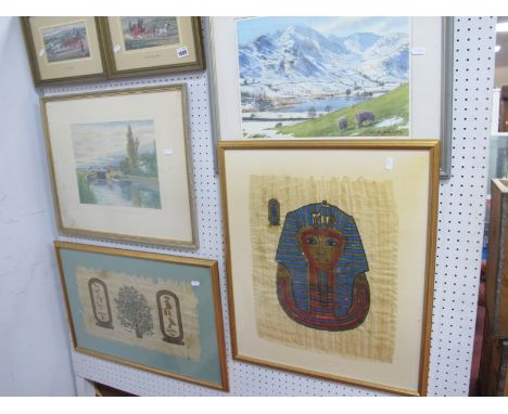 TFE. Thorne Lock, watercolour, initialled and dated '63, 24 x 30.5cm. print, two Egyptian pictures. (4)