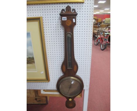 An Early XX Century Wall Hanging Banjo Barometer, and thermometer  with shell patera throughout.
