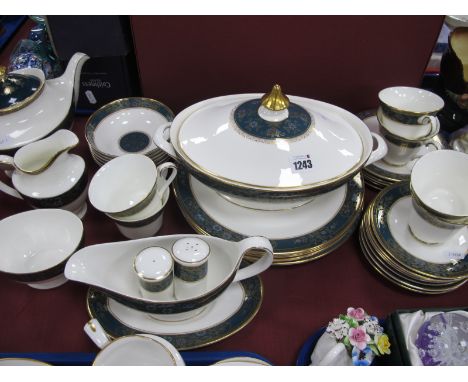 Royal Doulton 'Carlyle' Dinner Tea Service, 1st quality, one saucer, six bowls, six cups, six plates, cream jug, salt &amp; p