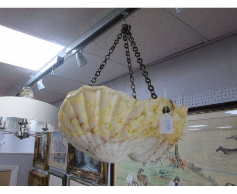 A 1920's Mottled Glass Light Shade, of wavy triangular form.