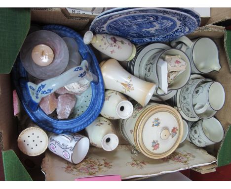 Hrnsea 'Cornrose' Table Pottery, Copeland Spode plates, Edwardian blush ivory ware, etc:- One Box.