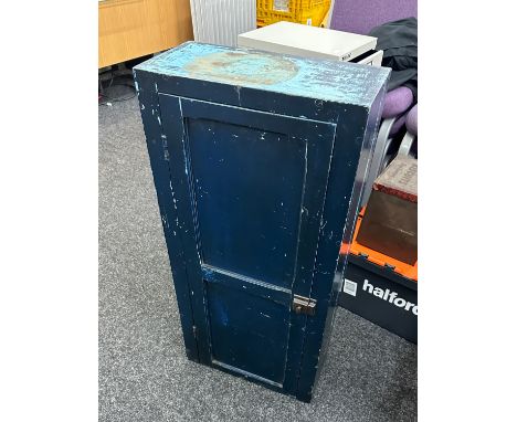 Vintage cupboard measures approx 38 inches tall by 18 inches wide and 8.5 deep 