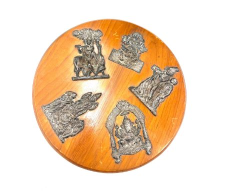 Wall plaque with indian/ religious hindu silver mounts 