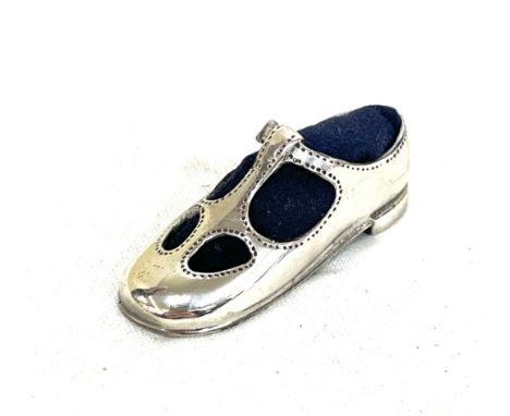 Millennium sterling silver pin cushion in the form of a shoe 