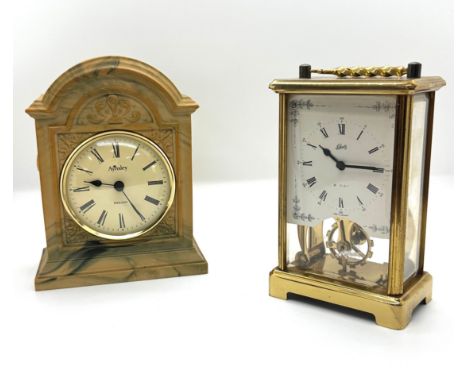 Two vintage mantel clocks to include Schatz Germany and Aynsley - tallest measures approx 6 inches tall 