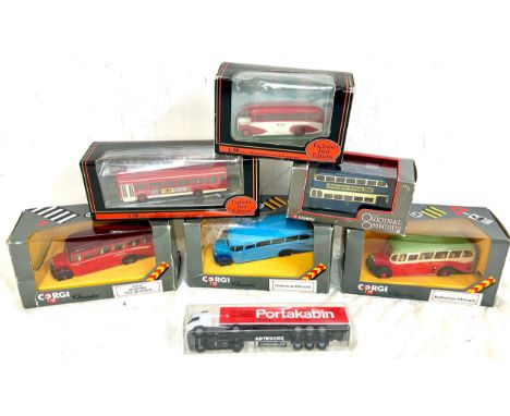 Boxed selection of Corgi  and Exclusive first editions vehicles to include Bedford type OB coach, passenger buses etc 
