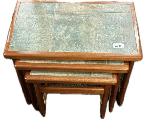 Vintage tile topped nest of 3 tables 