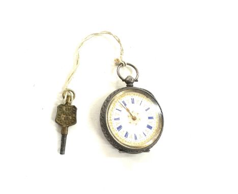 Silver 925 hallmarked ladies fob watch with key 