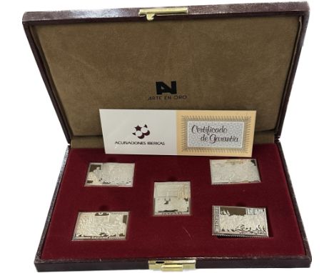 Cased Silver Spanish stamps 