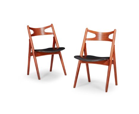 Hans Wegner (Danish 1914-2007) for Carl Hansen &amp; Son Pair of 'Sawbuck' Chairs, designed 1952 model CH29, teak, branded ma