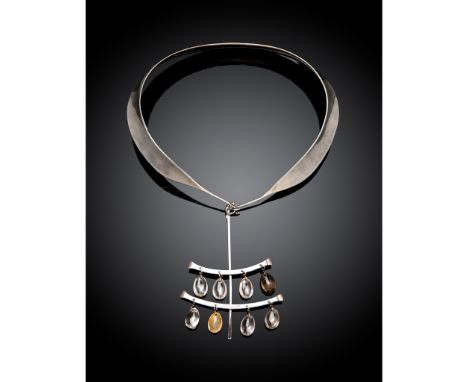 Vivianna Torun Bülow-Hübe (Swedish 1927-2004) for Georg Jensen Collar and Pendant models 160 and 135, silver, the pendant wit