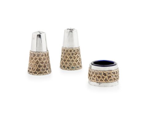 § Stuart Devlin A.O., C.M.G. (Australian/British 1931-2018) Cruet Set, 1976 silver and silver gilt, hallmarked for London 197