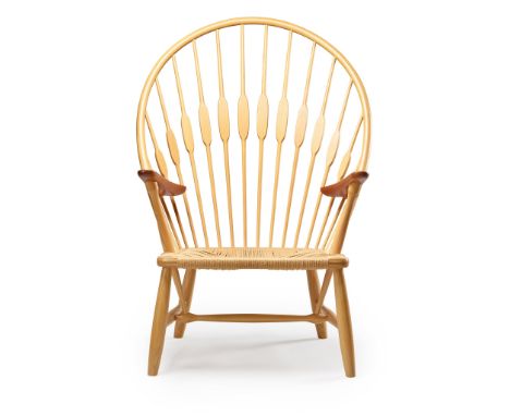 Hans Wegner (Danish 1914-2007) for Johannes Hansen 'Peacock' Chair, designed 1947 model JH550, ash, teak, and papercord, 1970