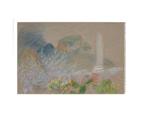 § Winifred Nicholson (British 1893-1981) Pillar in Greek Landscape / Greek Landscape with Terraces pastel on grey paper and p