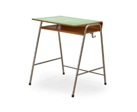 Arne Jacobsen (Danish 1902-1971) for Fritz Hansen School Desk, designed 1955 beech moulded plywood, chromed steel and formica