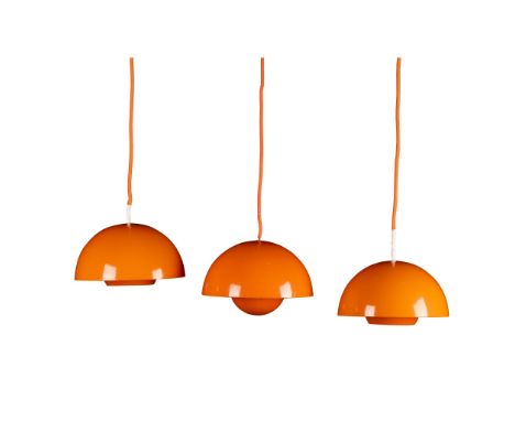 Verner Panton (Danish 1926-1998) for Louis Poulsen Three 'Flowerpot' Pendant Lights, designed 1968 model VP2, enamelled steel