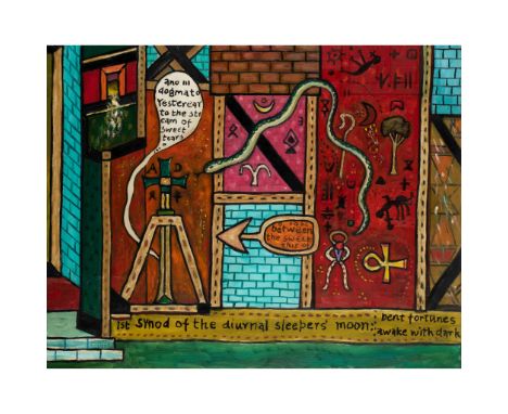 § Alan Davie C.B.E., R.A., H.R.S.A. (British 1920-2014) First Synod of the Diurnal Sleepers Moon, signed, dated and titled (t