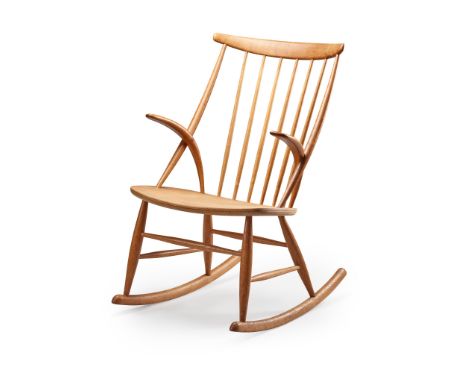 Illum Wikkelsø (Danish 1919-1999) for Niels Eilersen 'Gyngestol No. 3' Rocking Chair, designed 1958 oak(89cm high, 57cm wide,