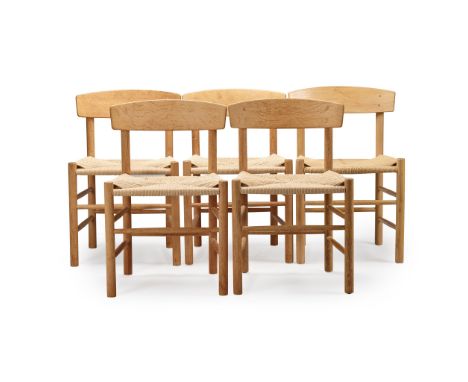 Børge Mogensen (Danish 1914-1972) for FDB Five Chairs, designed 1947 model J39, beech and oak, unmarked(77cm high, 49cm wide,