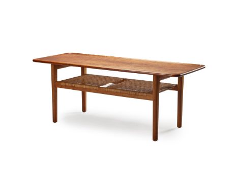 Hans Wegner (Danish 1914-2007) for Andreas Tuck Coﬀee Table, designed 1951 model AT10, oak, teak and cane, stamped 'FABRIKAT 