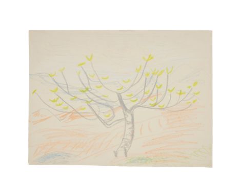 § Winifred Nicholson (British 1893-1981) Flowering Tree / Donkeys at a Well / Branch with Flowers pastel on cream paper / pas