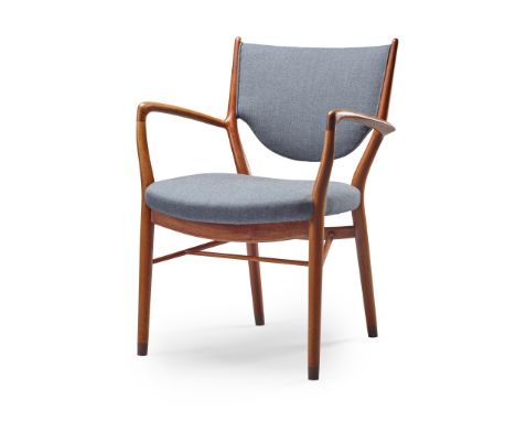 Finn Juhl (Danish 1912-1989) for Niels Vodder Armchair, designed 1946 model FJ46, teak and cloth, branded mark(84cm high, 66c