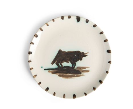 § Pablo Picasso (Spanish 1881-1973) 'Taureau' plate stamped and marked 'Edition Picasso / Madoura' (underneath), white earthe