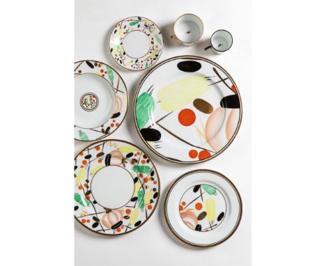 Alberto Pinto (French 1943-2012) for Limoges 'Renouveau Russe' 12 Piece Dinner Set porcelain, stamped 'Limoges / France' and 