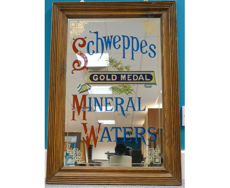 Vintage advertising mirror for Schweppes gold medal mineral waters  mirror dimension's 53cm x 76cm