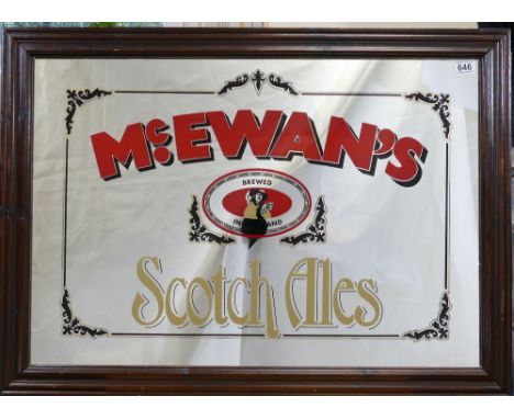 Vintage framed advertising mirrors featuring Mcewans Scotch Ales dimensions 91 x 66cm