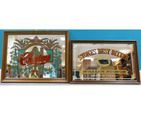 Vintage advertising mirrors for Chester's Brewery and William Stone's Best Bitter, largest mirror dimension's 69cm x 54cm (2)