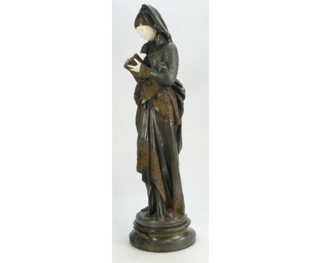 A. Carrier Belleuse "Liseuse" large bronze figure The Reader, marked Grand Prix Du Salon". Signed A. Carrier Belleuse on base