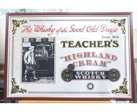 Vintage advertising mirror for Teachers Highland Cream Scotch whiskey, The Whisky of the good old days mirror dimension's 81c