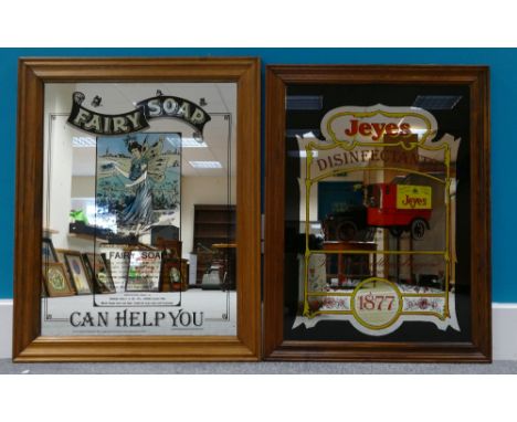 Vintage Yeatmans Puddings and Nescafe Worldwide framed advertising mirrors (2)