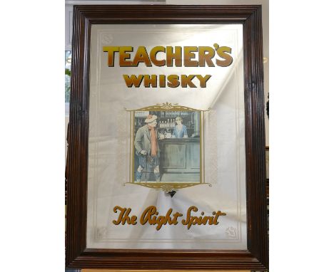 Vintage advertising mirror for Teachers The Right Spirit Whisky, mirror dimension's 69cm x 94cm