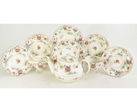 Royal Worcester 19th century tea set decorated in the Chinese pattern (one saucer and plate cracked)  (37)