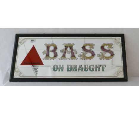 Vintage single Bass on draft framed advertising mirror