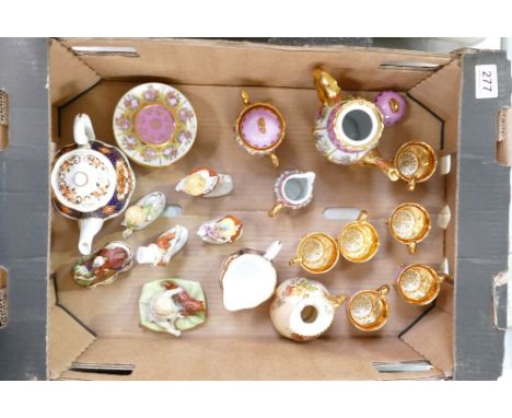 A collection of pottery to include Vienna gilded coffee set, Royal Albert teapot, Royal Worcester blush floral jug (small chi