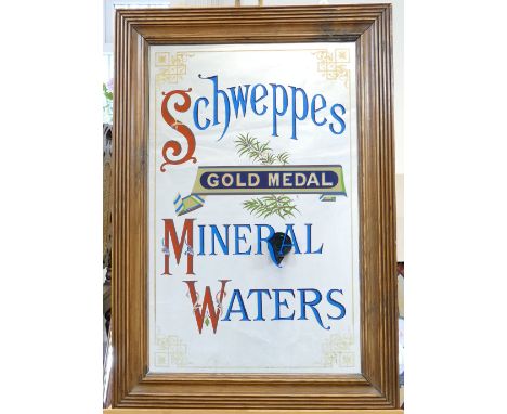 Vintage advertising mirror for Schweppes gold medal mineral waters, mirror dimension's 69cm x 102cm