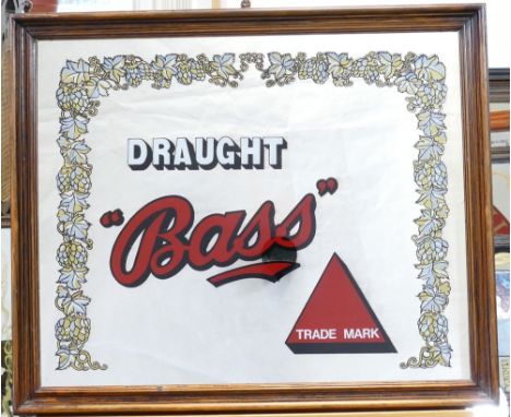 Vintage  framed advertising mirror featuring Bass Branding dimensions are 62 x 53cm