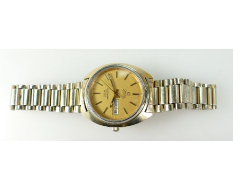 Omega gents vintage gold plated Seamaster Cosmic 2000 day/date automatic wristwatch with original bracelet
