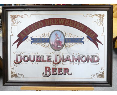 Vintage framed advertising mirrors featuring Double Diamond Beer for Allied Breweries Limited dimensions 86 x 64cm