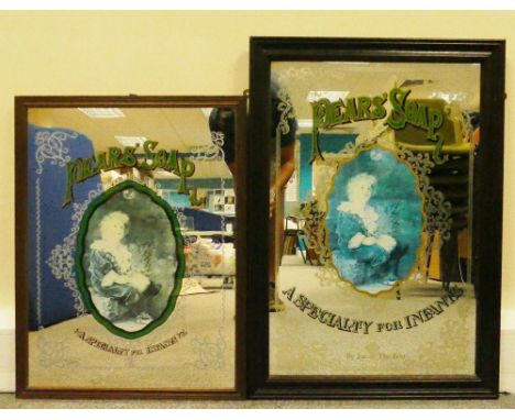 Vintage framed advertising mirrors featuring Pears Soap (2) dimensions of largest 54 x 77cm