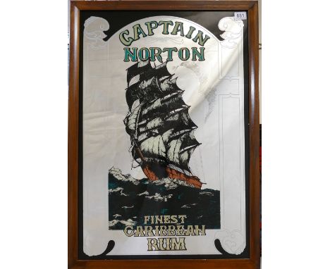 Vintage framed advertising mirrors featuring Captain Norton Finest Caribbean Rum dimensions 61 x 86cm
