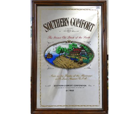 Vintage advertising mirror for Southern Comfort (red roof blue fence) mirror dimension's 63cm x 95cm