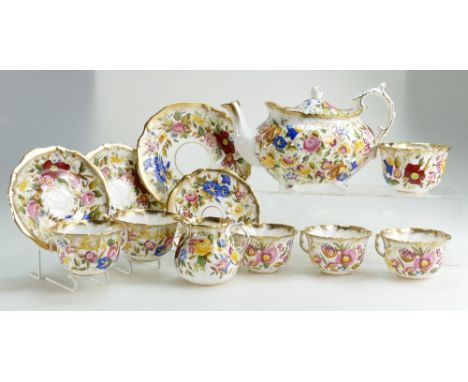 A collection of Hammersley hand painted bone china teaset to include cups, saucers, plates, teapot, milk jug and sugar bowl (